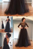 Black Backless Charming Long Prom Dress Evening Dress