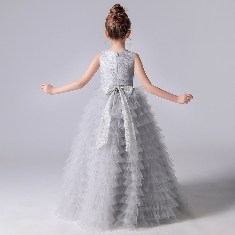 A Line Lace Tulle Princess Flower Girl Gown With Belt