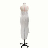 Elegant Lace Off White Sheath Prom Dress Lace Wedding Dress P1167