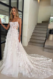 Spaghetti Straps Tulle Wedding Dress with 3D Appliques N099