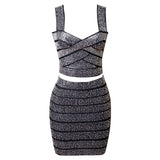 Two Pieces Straps Sleeveless Beaded Sheath Homecoming Dresses