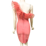 Sweet One Shoulder Ruffles Pink Sheath Homecoming Dresses
