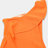 Orange Slanted shoulder Ruffles Short Homecoming Dresses
