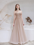 A Line Off The Shoulder Floor Length Prom Dress Sequins Party Dress WH361012