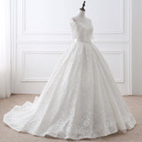 Ball Gown Off The Shoulder Half Sleeve Lace Court Train Wedding Dress WH28410