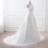 Two Pieces Mermaid Sleeveless Appliques Tulle Court Train Wedding Dress