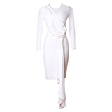 White Long Sleeves Irregular Bandage Homecoming Dresses