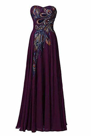A Line Prom Dress Embroidery Evening Gown