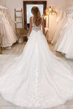 Gorgeous Straps Lace Appliques Long Wedding Dresses N049