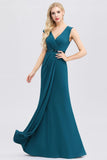 V Neck Floor Length Mermaid Party Dress Waist Sequins Straps Prom Dresses P1188