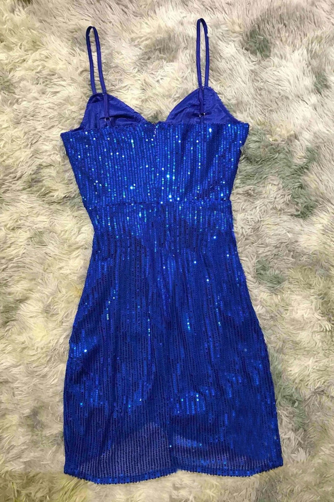 Sexy Spaghetti Straps Sequins Short Homecoming Dresses