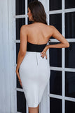 Chest Wrap Tight High-end Black-and-white Diamond Studded Short Homecoming Dress