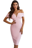 Pink High Waist Off The Shoulder Tight Homecoming Dress