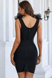 Black Sleeveless Deep V-meck Homecoming Dress