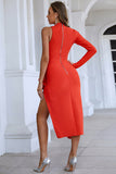 Red One Shoulder Sexy Tight Homecoming Dress