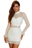 White Long Sleeve Wave Point Short Homecoming Dress