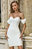 White Sweetherat Off-the shoulder Sheath Homecoming Dresses