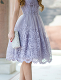 A Line Cap Sleeves Princess Lace Junior Homecoming Dress PM128