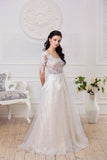 A Line Half Sleeve Lace Appliques Wedding Dresses Sweetheart Wedding Gowns PW504