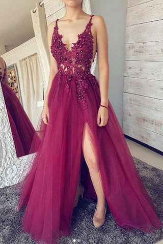 products/A_line_Burgundy_V_Neck_Straps_Tulle_Prom_Dresses_Beads_Lace_Appliques_Party_Dresses_PW700.jpg