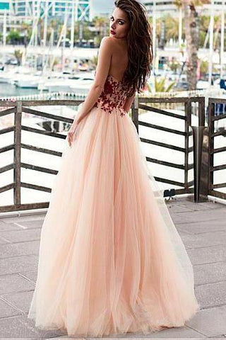 products/A_line_Pink_Red_Lace_Appliques_Prom_Dresses_Strapless_Tulle_Long_Evening_Dresses_PW535-1.jpg