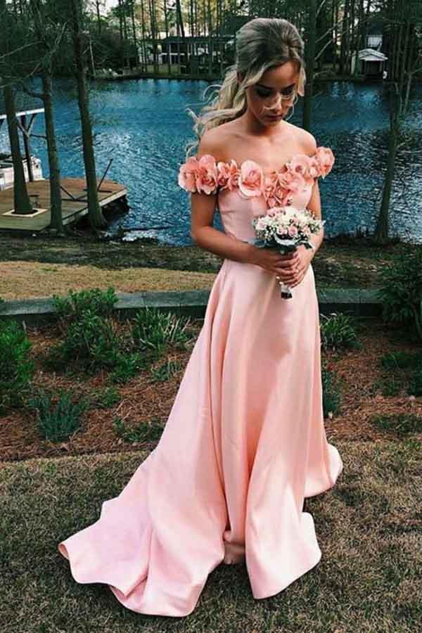 A line Red Off the Shoulder Prom Dresses Sweetheart Flowers Evening Dresses uk PW527
