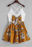 Spaghetti Straps V-Neck White Lace Homecoming Dresses Floral Print Cocktail Dresses H1077