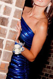 Chic One Shoulder Navy Blue Tight Homecoming Dress
