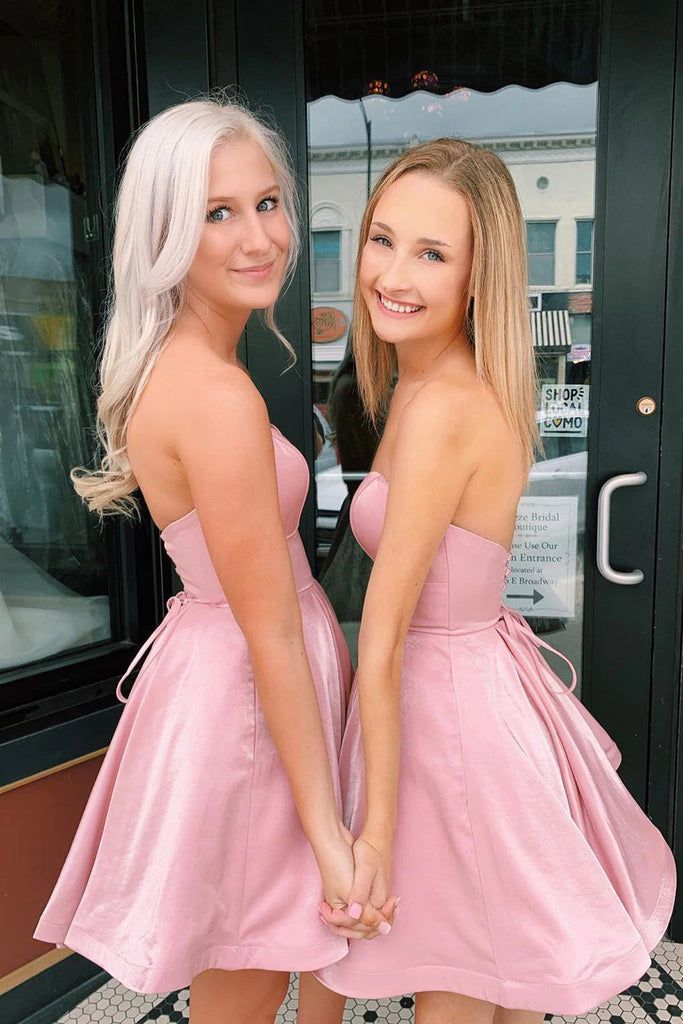 A Line Sweetheart Pink Short Homecoming Dresses