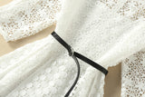 Elegant White Half Sleeve Lace Round Neck Homecoming Dresses Belt Ankle Knee Prom Dresses H1127