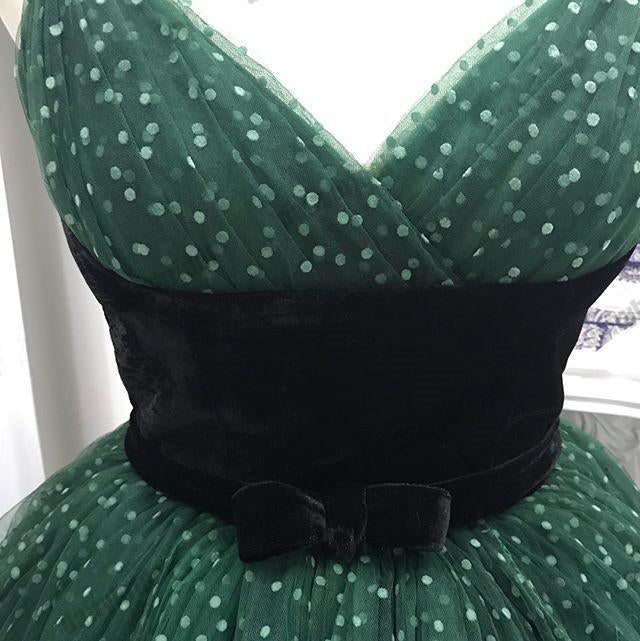 Green Spaghetti Straps Homecoming Dresses Tulle Fashion Short Prom Dresses H1067