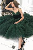 Green Spaghetti Straps Homecoming Dresses Tulle Cheap Fashion Short Prom Dresses H1067