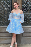 Sparkly Sweetheart Short Homecoming Dresses with Detachable Sleeves N365