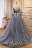 A-line with Sleeves Lace Long Prom Dress LJ0568L