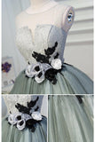 Luxury Waist Flowers See Through Backside Dresses Short Tulle Homecoming Dresses H1335