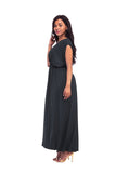 A Line V-Neck Black Loose Prom Dresses Casual Dresses FP2573