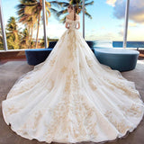 Off the Shoulder Ball Gown Sweetheart Wedding Dress Long Appliques Bridal Dress PW619