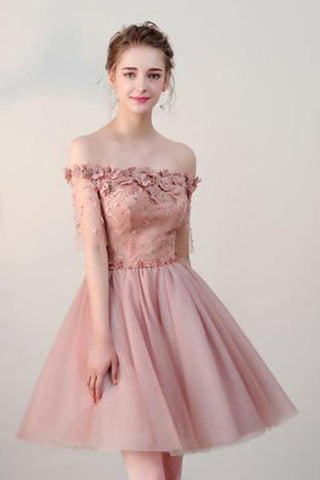 products/Off_the_Shoulder_Short_Sleeve_Pink_Above_Knee_Beads_Flowers_Lace_up_Homecoming_Dress_H1012.jpg