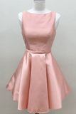 Simple A Line Pink Satin Scoop Cheap Short Prom Dresses,Homecoming Dresses uk PH883