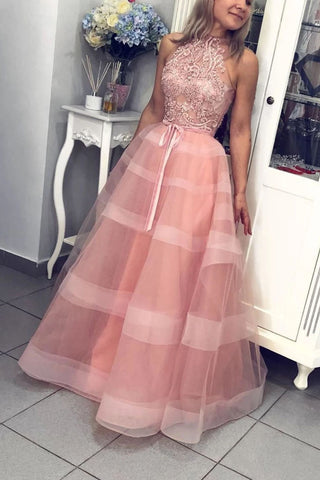 Sexy V neck Tulle Beading Spaghetti Straps Tulle Prom Dresses with Split, Formal Dress P1306