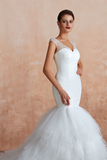 Sheath V-Neck Sleeveless Sequins Tulle Wedding Dress WH36363