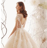 Elegant High Neck Ball Gown Wedding Dresses Short Sleeve Quinceanera Dresses PW773