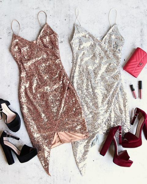 Sparkly Sequins Tight Short Asymmetrical Homecoming Dresses N363