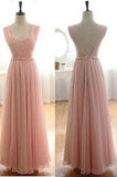 Blush Pink Sexy Backless Long Bridesmaid Dress