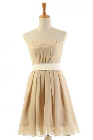 Latest A Line Strapless Knee-Length Chiffon Bridesmaid Dress PM479