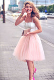 Simple Two Pieces A-line Scoop Spaghetti Straps Tulle Ruffles Short Homecoming Dresses uk PH942