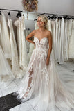 Sweetheart Lace Tulle Wedding Dress with Slit N126