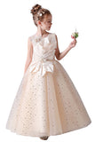 Sleeveless Appliques Pleats Princess Flower Girl Dress With Bow