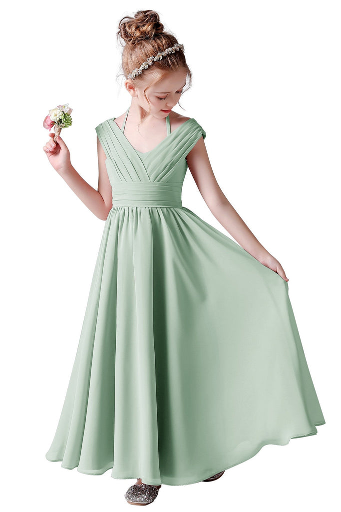 A Line Chiffon Sleeveless Flower Girl Dress With Pleats