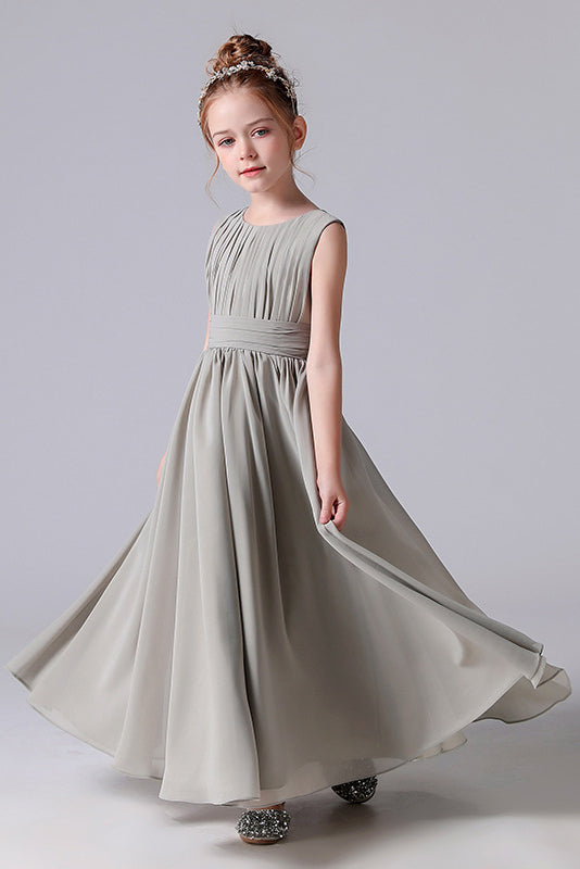 A Line Ankle length Simple Flower Girl Dress With Bow
